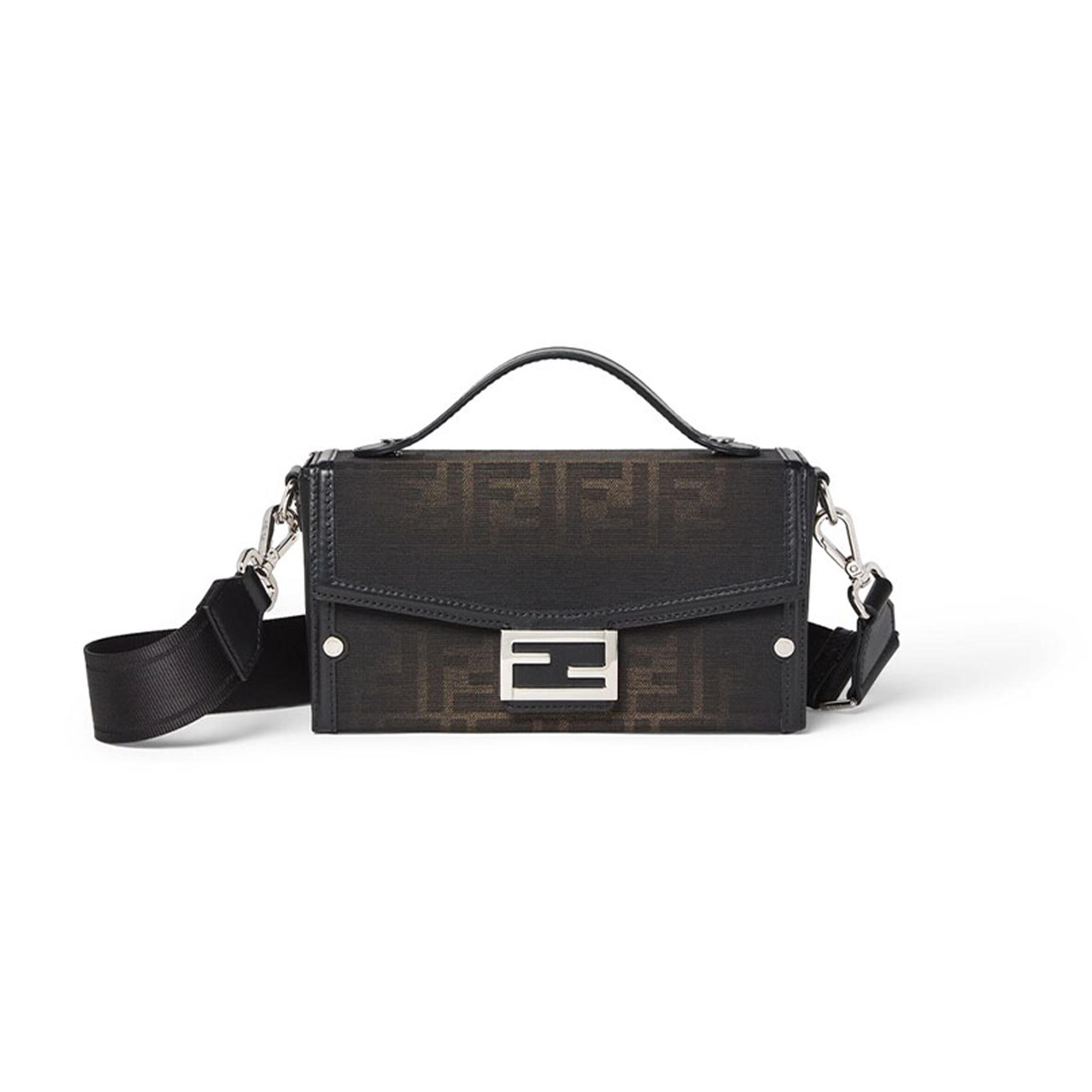 FENDI BAGUETTE SOFT TRUNK BROWN FF FABRIC BAG 7VA565APD8F0L3T (21.5*13*6.5cm)